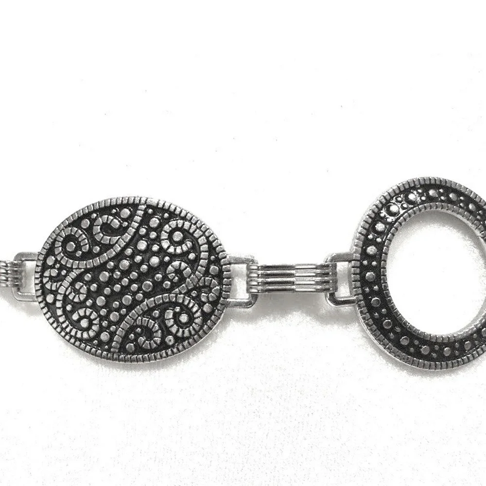 Silver Tone Chain Belt Boho Filigree  Medallion Adjustable Festival Hip Belt 45